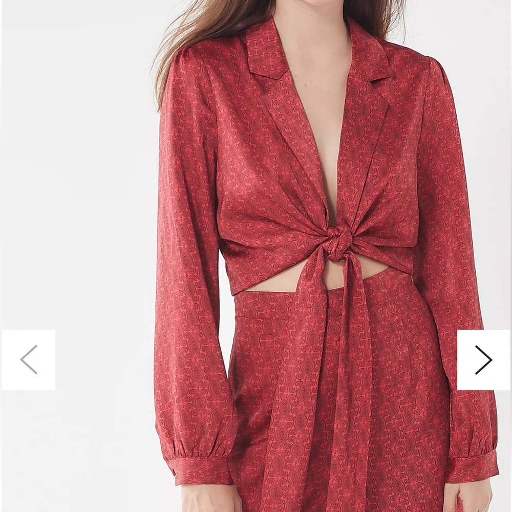Urban Outfitters Paisley Pajama-Style Tie Front Shirt